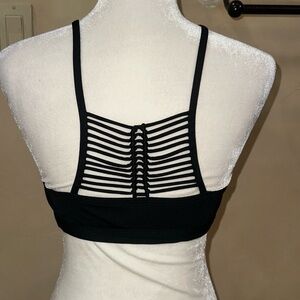 Athleta Black Macrame High Neck Bikini Top - Size Medium Removable Pads